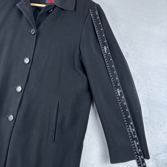 Gallery Maxi Coat Collar Detachable Hood Women's Size Large Button Front Black - Picture 11 of 14